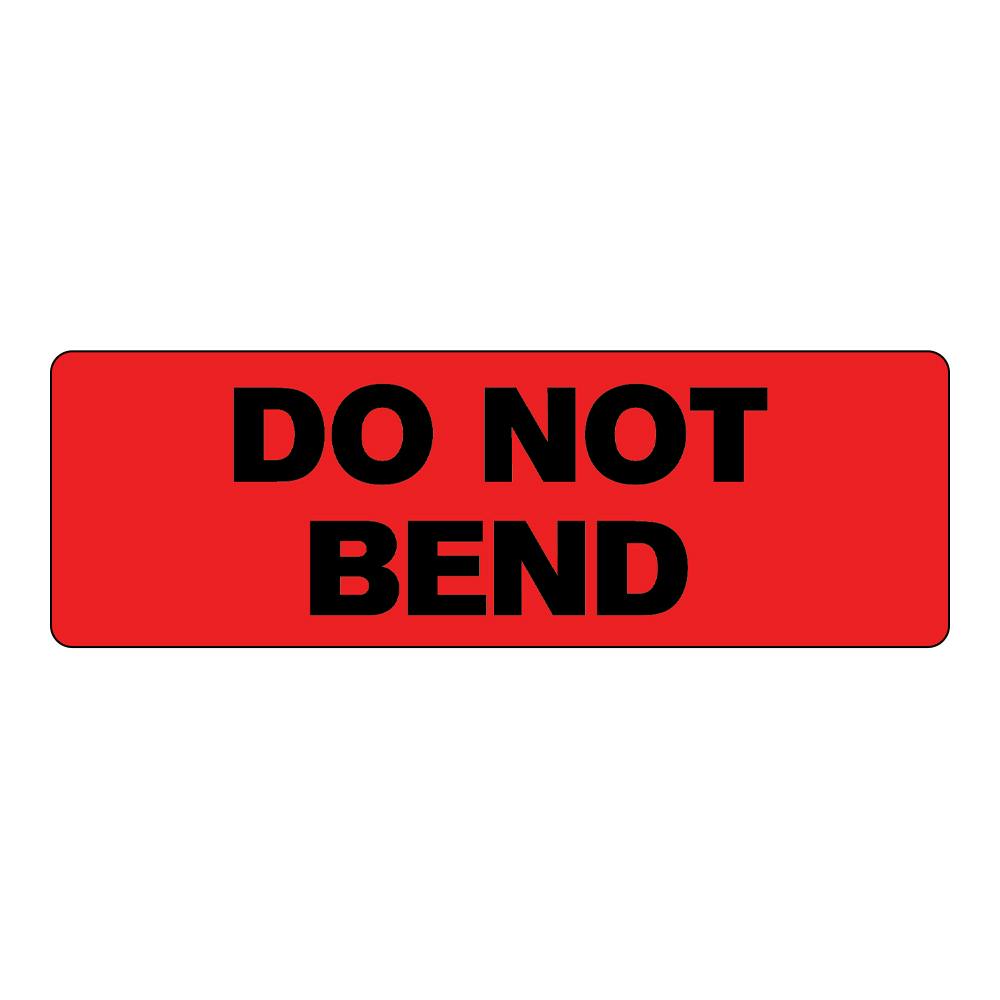 "Do Not Bend" Rectangular Paper Label with Red Background - 3" x 1"