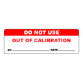 "Do Not Use - Out of Calibration" with "By __" & "Date __" Rectangular Paper Write-On Label with Red Header - 3" x 1"