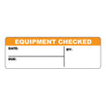 "Equipment Checked" with "Date," "Due" & "By" Blocks Rectangular Paper Write-On Label with Orange Header - 3" x 1"