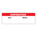 "Expiration" with "Date" & "Initials" Blocks Rectangular Paper Write-On Label with Red Header - 3" x 1"