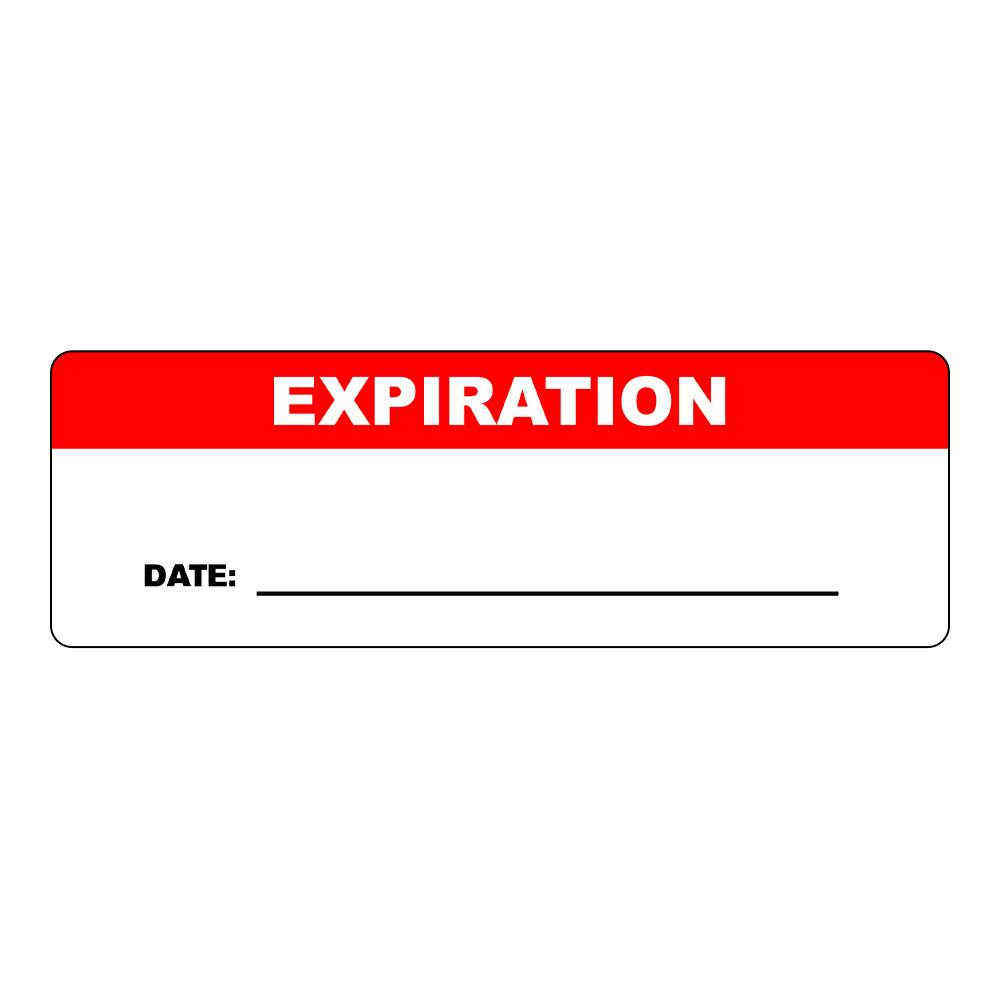 "Expiration" with "Date ____" Rectangular Paper Write-On Label with Red Header - 3" x 1"