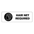 "Hair Net Required" Rectangular Paper Label with Symbol & Black Font - 3" x 1"