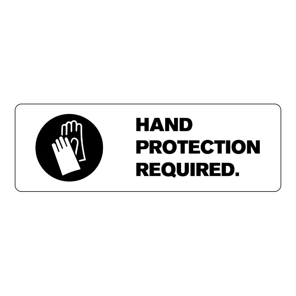 "Hand Protection Required" Rectangular Paper Label with Symbol & Black Font - 3" x 1"