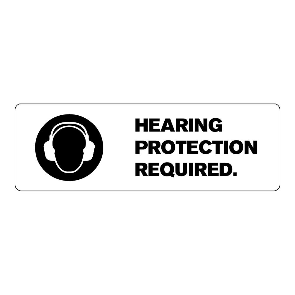 "Hearing Protection Required" Rectangular Paper Label with Symbol & Black Font - 3" x 1"