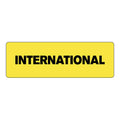 "International" Rectangular Paper Label with Yellow Background - 3" x 1"
