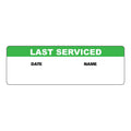 "Last Serviced" with "Date" & "Name" Blocks Rectangular Paper Write-On Label with Green Header - 3" x 1"