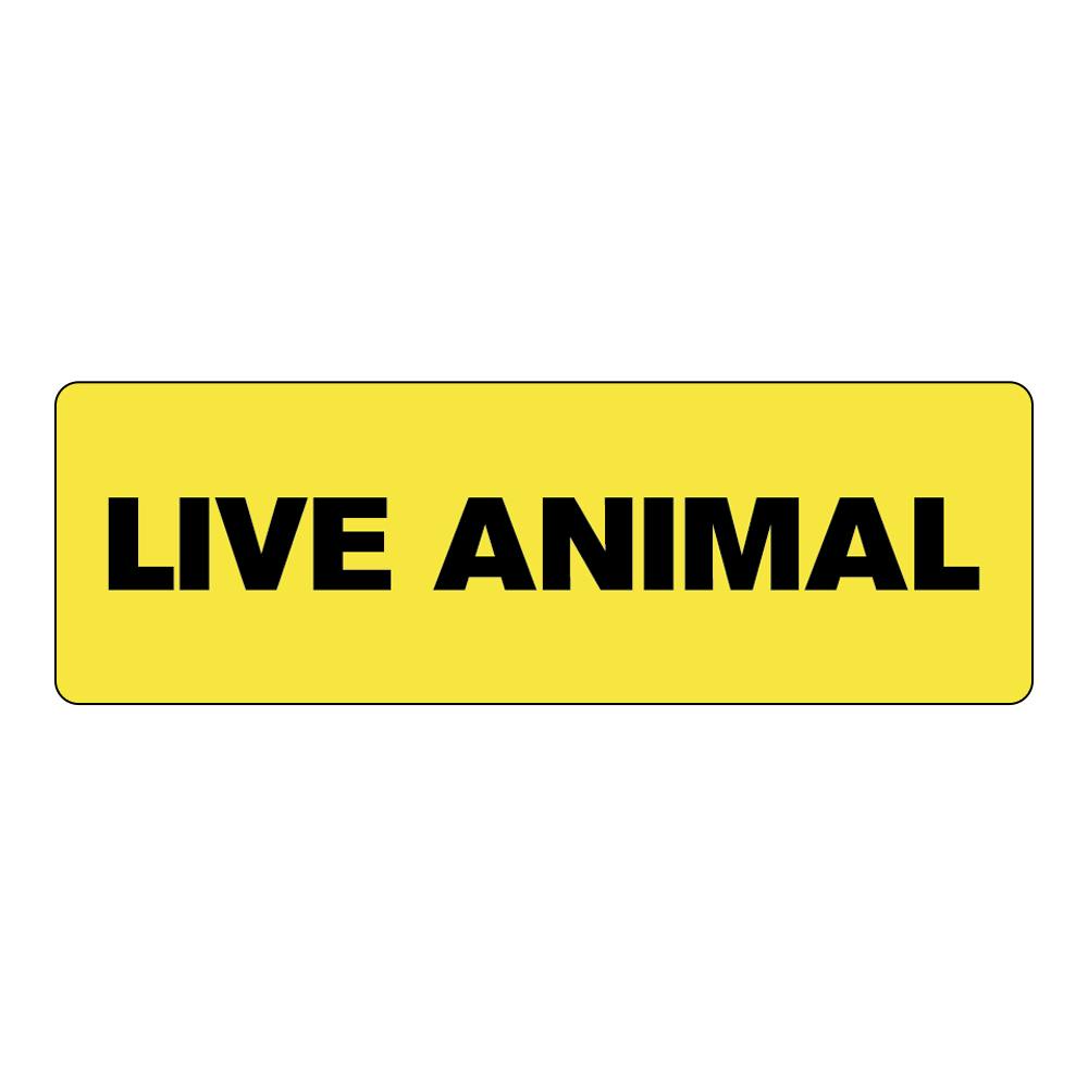 "Live Animal" Rectangular Paper Label with Yellow Background - 3" x 1"
