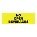 "No Open Beverages" Rectangular Paper Label with Yellow Background - 3" x 1"