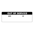 "Out of Service" with "Date" & "By" Blocks Rectangular Paper Write-On Label with Black Header - 3" x 1"