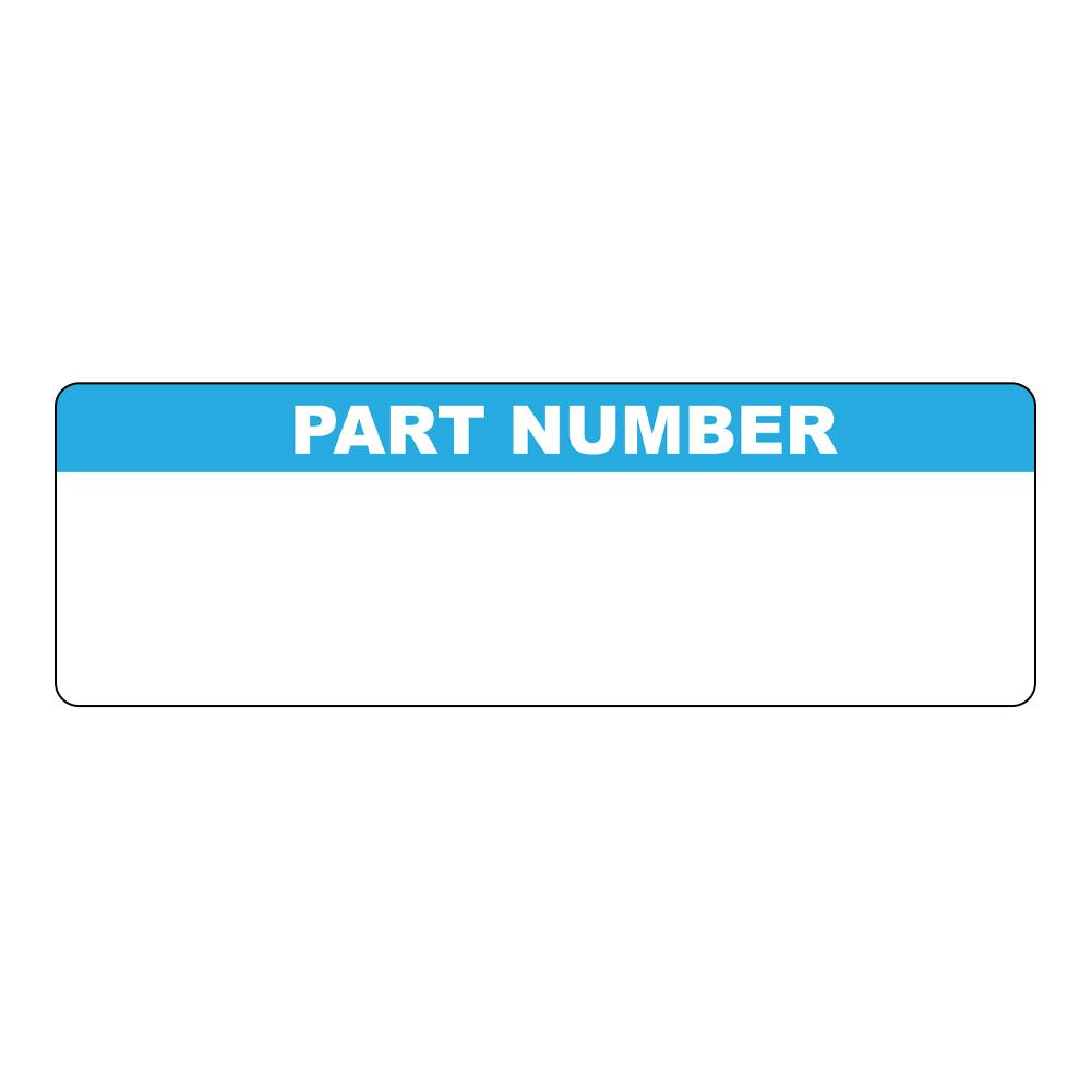 "Part Number" with Write-On Block Rectangular Paper Write-On Label with Blue Header - 3" x 1"