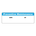 "Preventative Maintenance" with "Date" & "By" Blocks Rectangular Paper Write-On Label with Blue Header - 3" x 1"