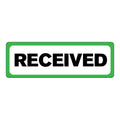 "Received" Rectangular Paper Label with Green Border - 3" x 1"