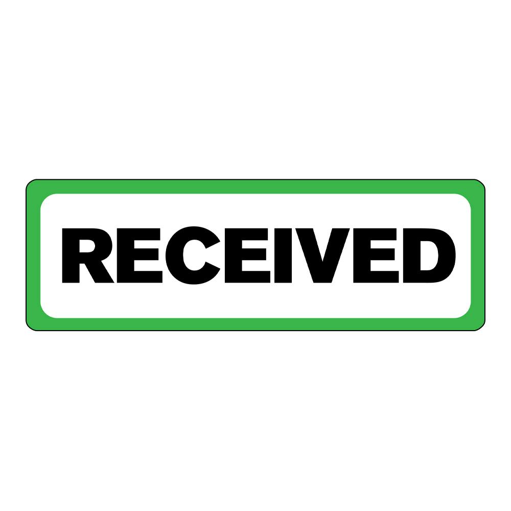 "Received" Rectangular Paper Label with Green Border - 3" x 1"