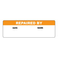 "Repaired By" with "Date" & "Name" Blocks Rectangular Paper Write-On Label with Orange Header - 3" x 1"