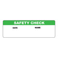 "Safety Check" with "Date" & "Name" Blocks Rectangular Paper Write-On Label with Green Header - 3" x 1"