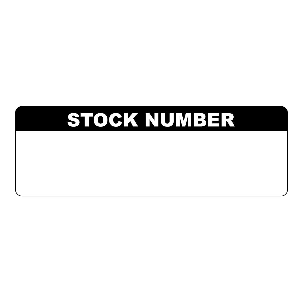 "Stock Number" with Write-On Block Rectangular Paper Write-On Label with Black Header - 3" x 1"