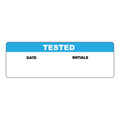 "Tested" with "Date" & "Initials" Blocks Rectangular Paper Write-On Label with Blue Header - 3" x 1"
