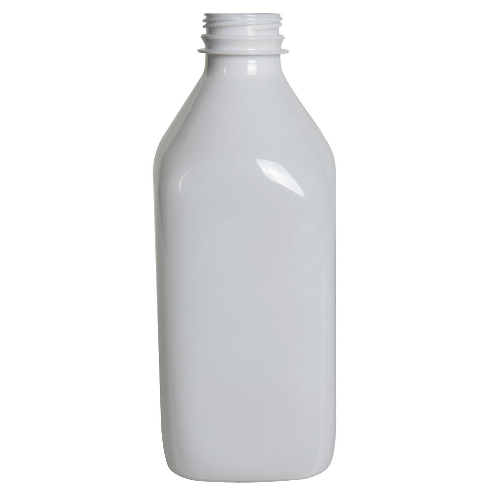 1L White PET Square Beverage Bottle with 38mm DBJ Neck (Cap Sold Separately)