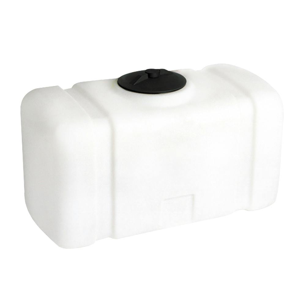 50 Gallon White Flat Bottom Tank with 8" Lid & 1" Fitting - 38" L x 19" W x 23" Hgt.