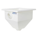 36" L x 36" W x 36-1/2" Hgt. White Tamco® Square Hopper with 2" FNPT Bulkhead Inlet & Outlet
