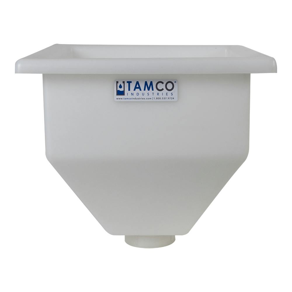 12-1/2" L x 12-1/2" W x 13" Hgt. Natural Tamco® Square Hopper with 3" FNPT Boss Outlet (Full Drain)