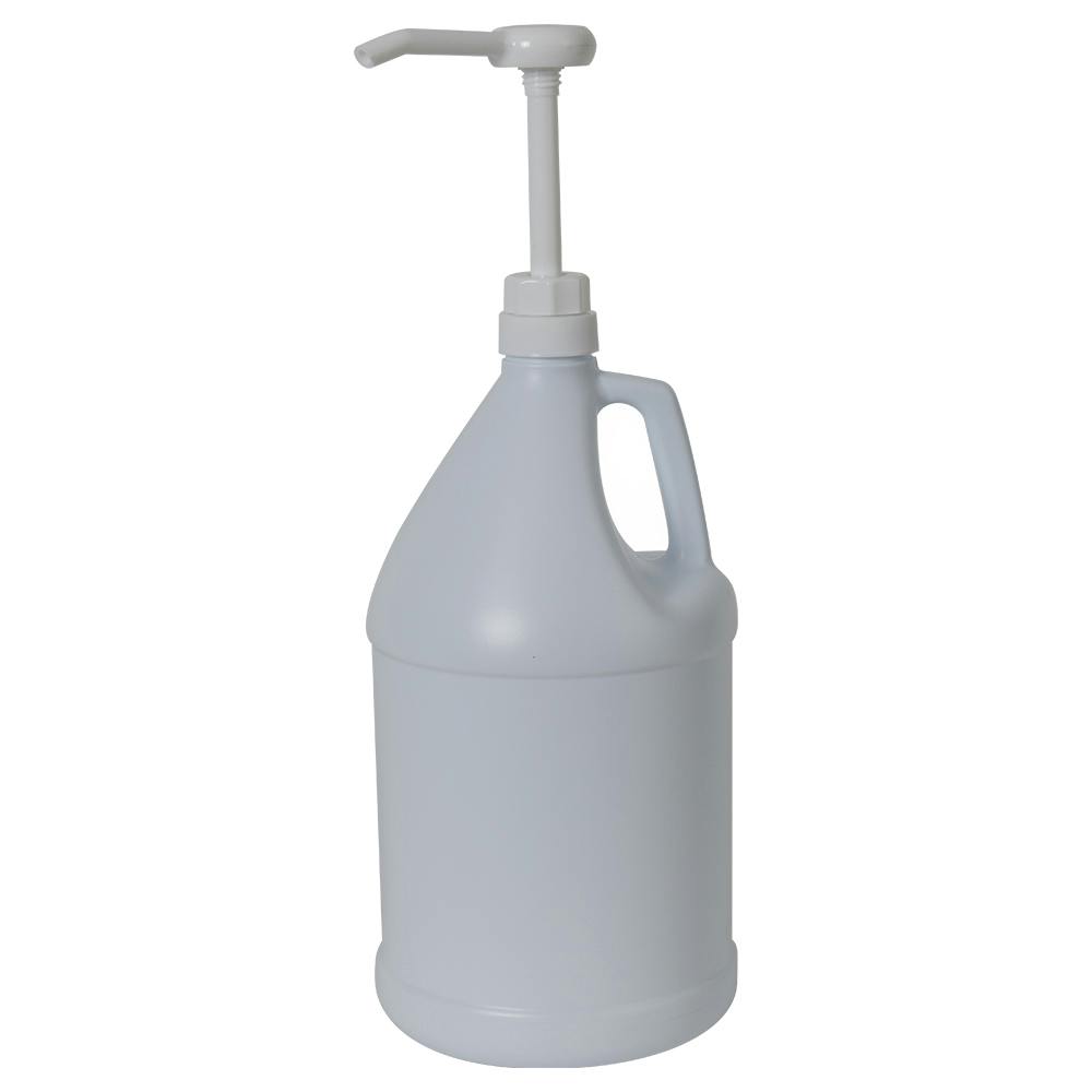 1 Gallon White with Blue Tint HDPE Round Jug with 38/400 White Pump
