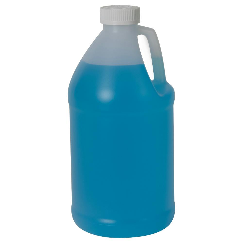 1/2 Gallon Natural HDPE Round Jug with 38/400 White Ribbed Polypropylene Child-Resistant Cap (CRC) with F217 Liner