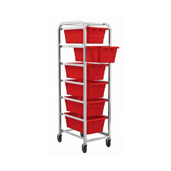 6-Tub Red Rack Cart - 27" L x 19" W x 71" Hgt.