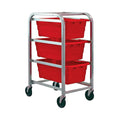 3-Tub Red Rack Cart - 27" L x 19" W x 41" Hgt.