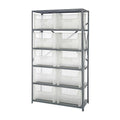 42" W x 18" D x 75" Hgt. Giant Stack Steel Shelving System Unit with 10 - 15-1/4" L x 19-7/8" W x 12-7/16" Hgt. Clear Bins