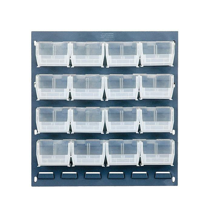 18" L x 19" Hgt. Louvered Panel with 16 - 7-3/8" L x 4-1/8" W x 3" Hgt. Clear Bins