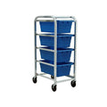 4-Tub Blue Rack Cart - 27" L x 19" W x 51" Hgt.