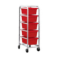 5-Tub Red Rack Cart - 27" L x 19" W x 61" Hgt.