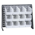 27" L x 8" W x 21" Hgt. Bench Rack with 12 - 10-7/8" L x 5-1/2" W x 5" Hgt. Clear Bins
