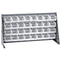 36" L x 8" W x 19" Hgt. Bench Rack with 32 - 5-3/8" L x 4-1/8" W x 3" Hgt. Clear Bins