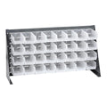36" L x 8" W x 19" Hgt. Bench Rack with 32 - 7-3/8" L x 4-1/8" W x 3" Hgt. Clear Bins
