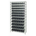 36" L x 18" W x 74" Hgt. Wire Shelving System with 88 - 17-7/8" L x 4-1/8" W x 4" Hgt. Black Conductive Shelf Bins