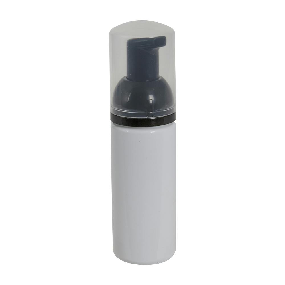 50mL White PET Foaming-Style Cylinder Bottle with 30mm Black Polypropylene High-Viscosity Dispensing Foaming Pump & Clear Overcap