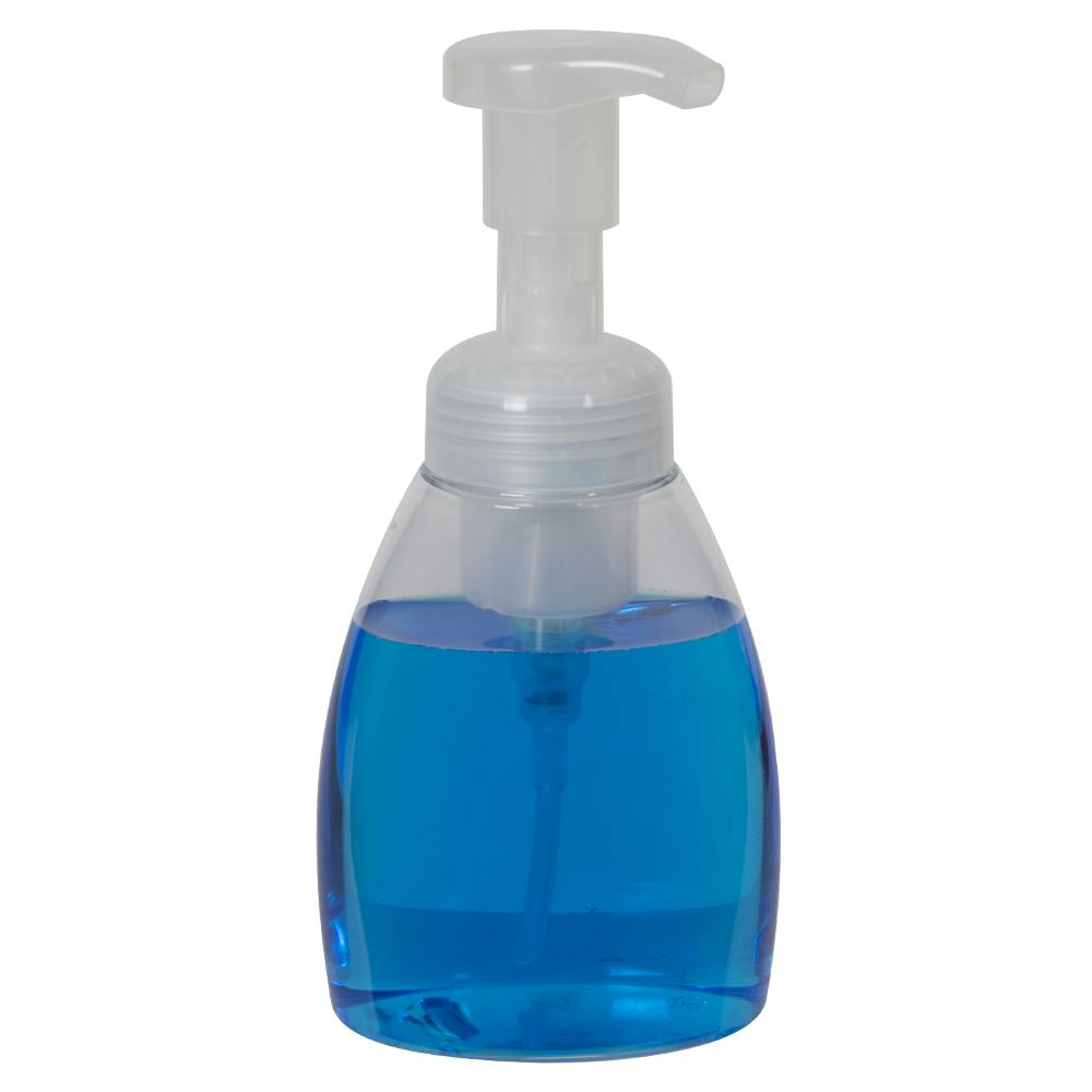 250mL Clear PET Foaming-Style Oval Bottle with 40mm Natural Polypropylene Dispensing Foaming Pump
