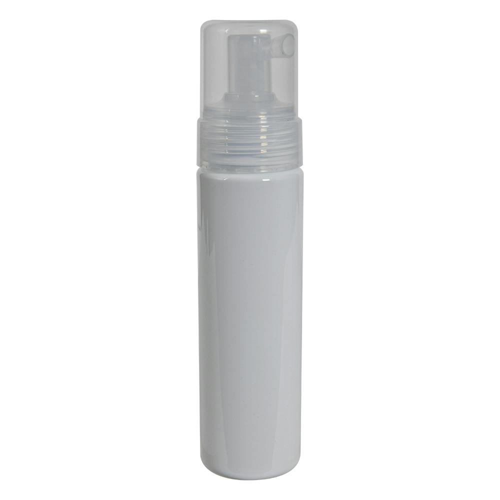210mL White PET Foaming-Style Cylinder Bottle with 43mm Natural Polypropylene Dispensing Foaming Pump & Clear Overcap