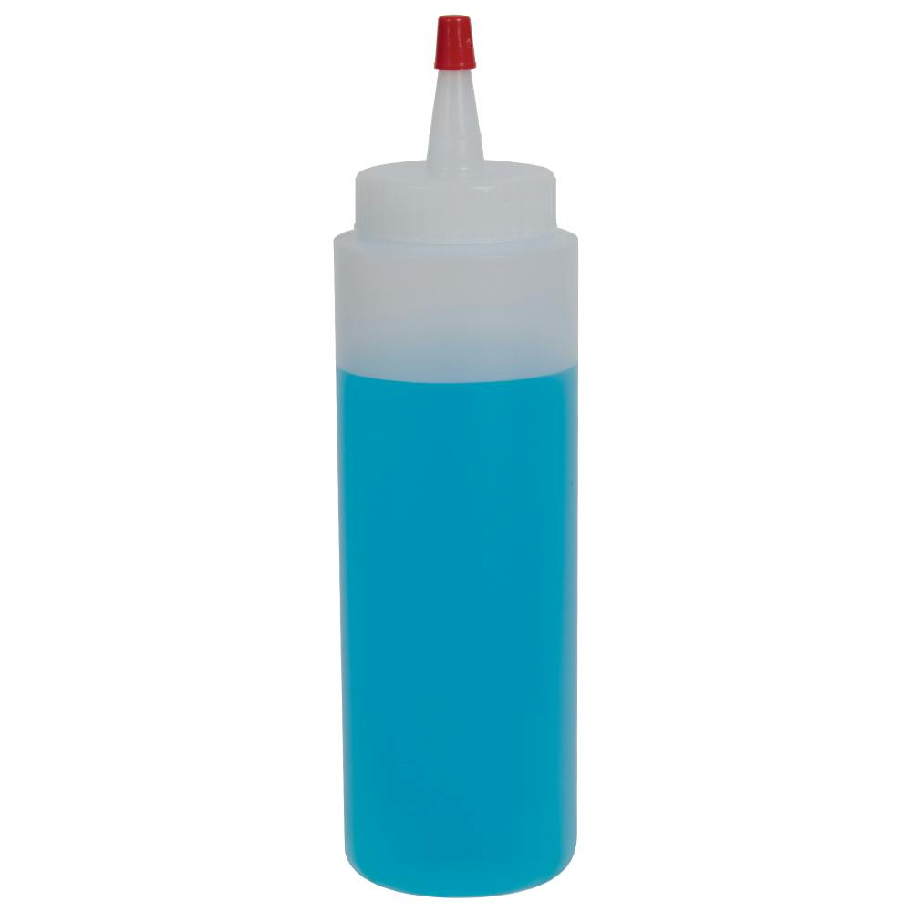 8 oz. Natural HDPE Wide Mouth Cylindrical Bottle with 38/400 Natural Yorker Dispensing Cap with Regular Red Tip