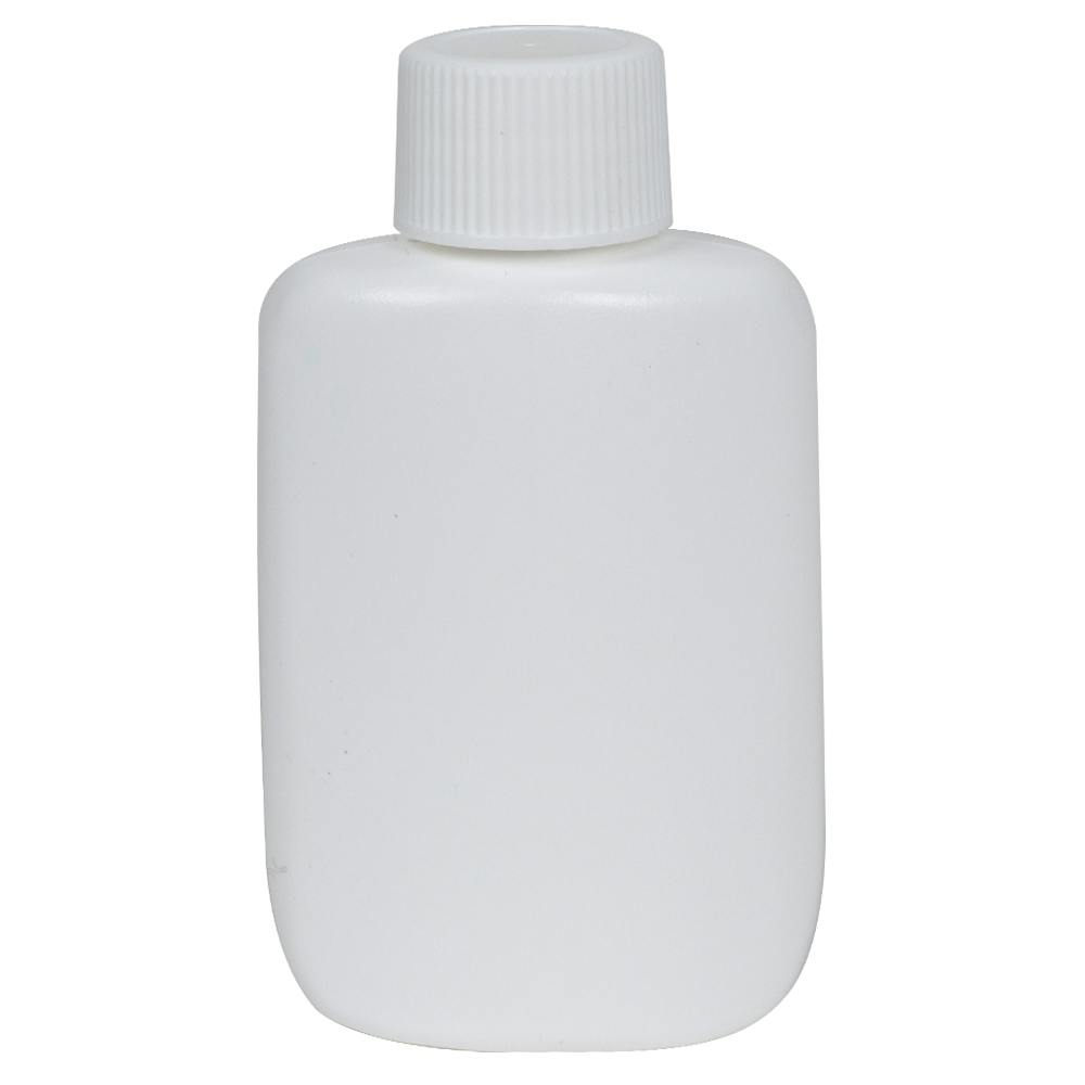 1-1/4 oz. White LDPE Oval Bottle with 18/410 White Ribbed Cap with F217 Liner