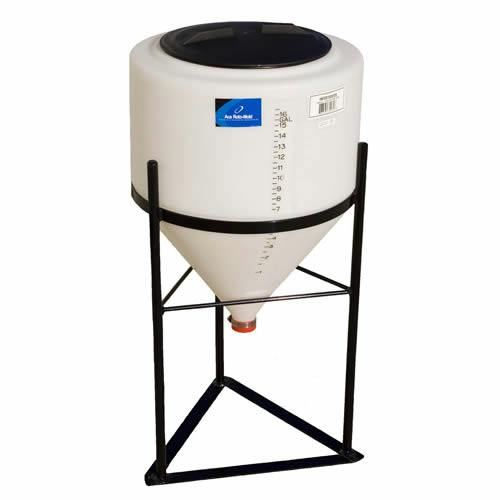 15 Gallon (Full Drain) Inductor Cone Bottom Tank with 12" Lid & 1-1/2" FPT Boss Fitting - 19" Dia. x 27-1/4" Hgt.