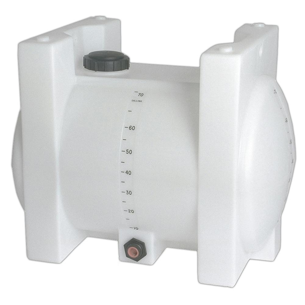 70 Gallon Natural Polyethylene Round Free-Standing Horizontal Leg Tank with 3/4" Fitting & 5" Lid (No Sump) - 24" Dia. x 39" L