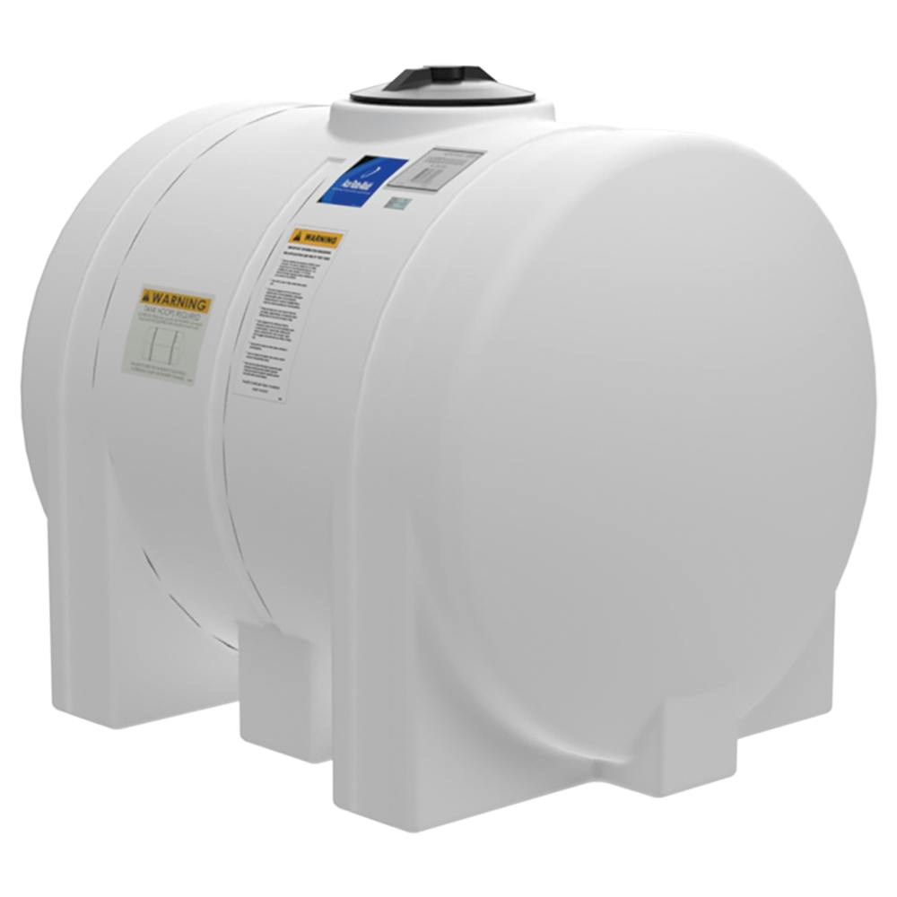 125 Gallon Natural Polyethylene Round Free-Standing Horizontal Leg Tank with 2" Fitting & 8" Lid (No Sump) - 32" Dia. x 44" L