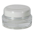 15mL Clear Acrylic/White Polypropylene Silver Trimmed Round Jar with Cap & PE Disc Liner