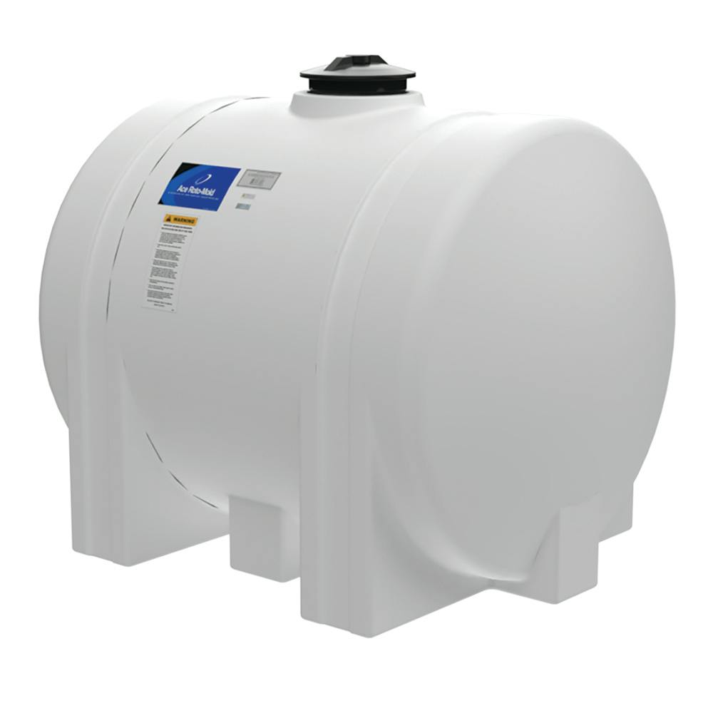 925 Gallon Natural Polyethylene Round Free-Standing Horizontal Leg Tank with 2" Fitting & 16" Lid (No Sump) - 62" Dia. x 81" L