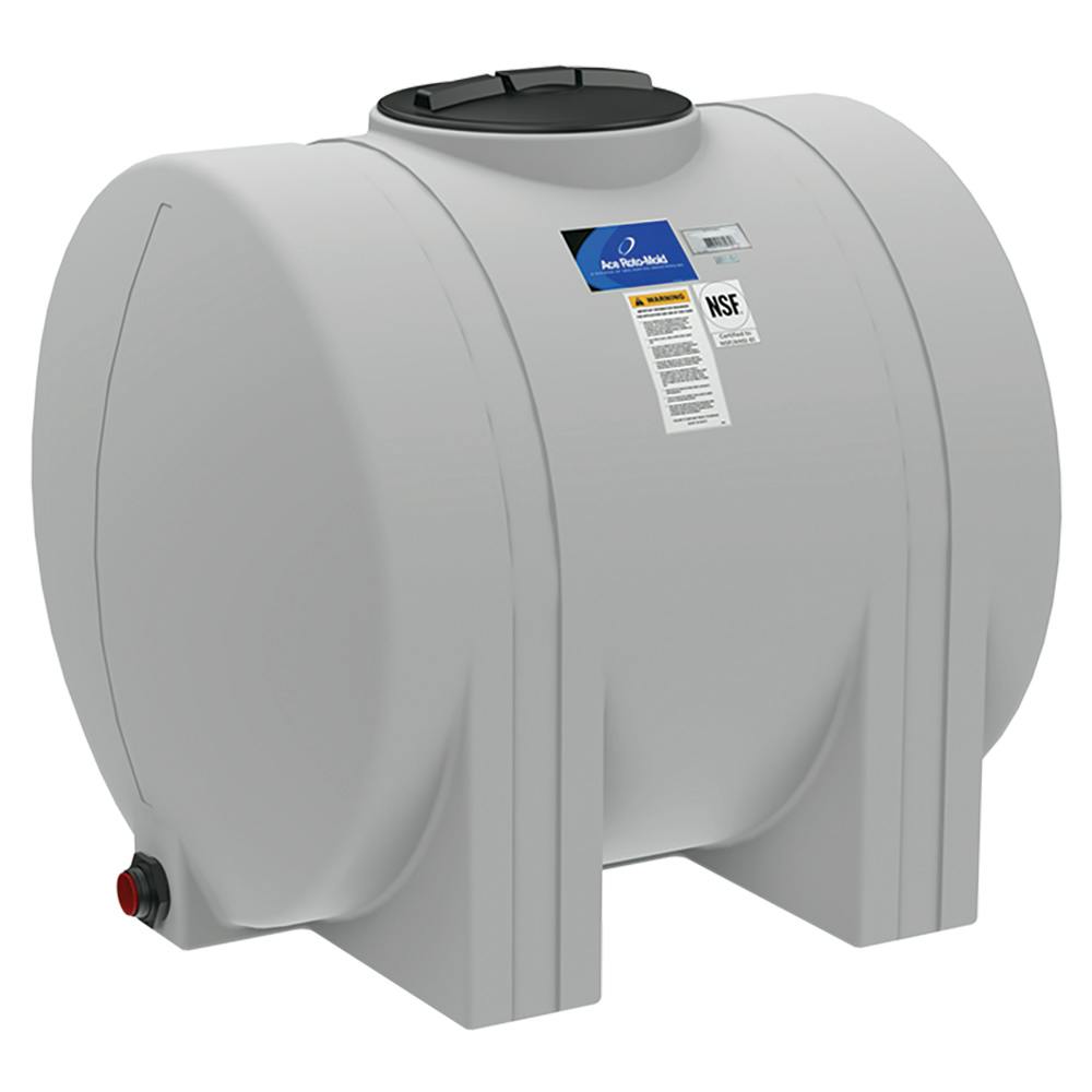 335 Gallon Natural Polyethylene Round Free-Standing Horizontal Leg Tank with 2" Fitting & 16" Lid (No Sump) - 44" Dia. x 56" L