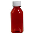 4 oz. Amber PET Oval Liquid Bottle with 24/410 White Plain Cap