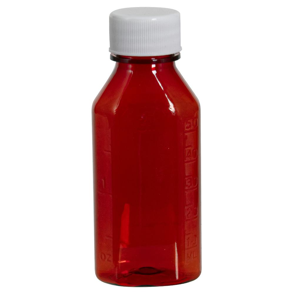 2 oz. Amber PET Oval Liquid Bottle with 24/410 White Plain Cap